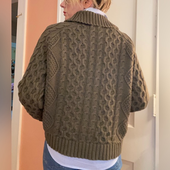 Ralph Lauren Denim & Supply cowl-neck cable knit fisherman’s sweater olive sz XL - Picture 3 of 9